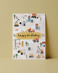 Postkarte Happy Birthday - Baustelle