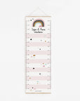 Geschwistermesslatte / Zwillingsmesslatte Rainbow - rosa