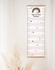 Geschwistermesslatte / Zwillingsmesslatte Rainbow - rosa