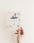 Postkarte Einschulung - Rakete