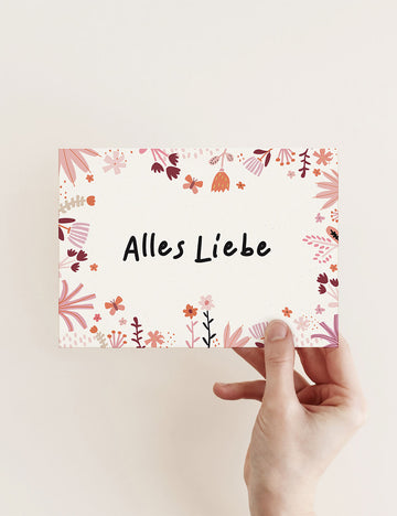 Postkarte Alles Liebe - Boho Dreams