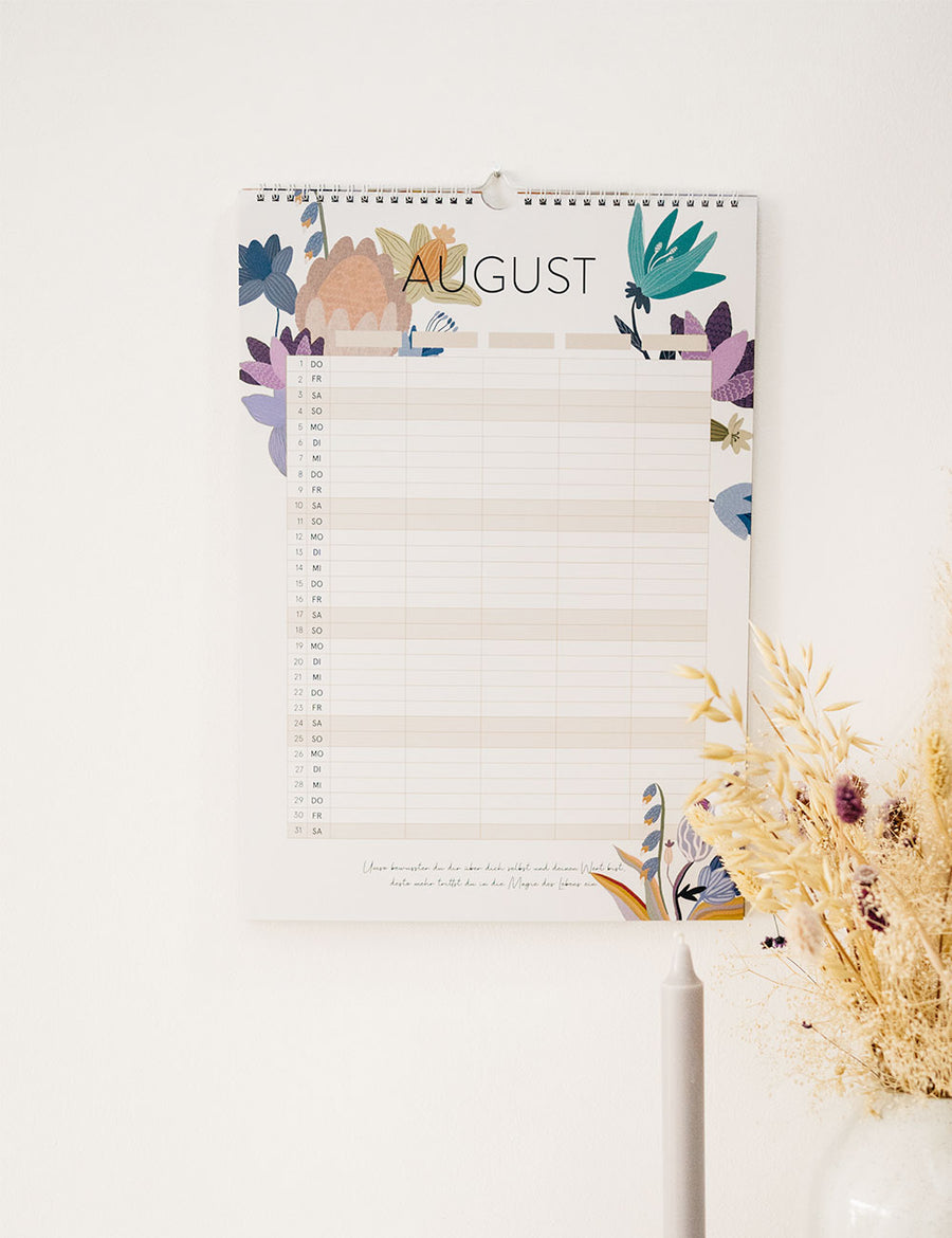 Familienkalender Flowers 2024 - Din A3 mit 5 Spalten