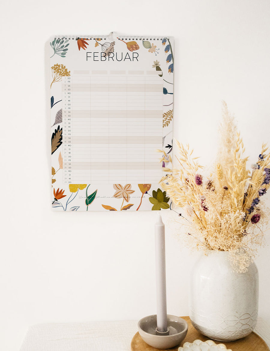Familienkalender Flowers 2024 - Din A3 mit 5 Spalten