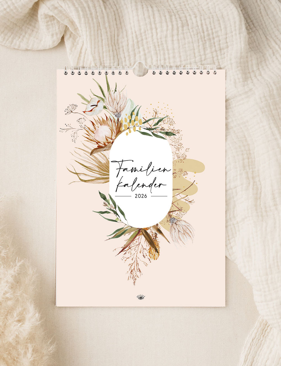 Floraler Familienkalender 2026 - Flowers - Din A3 mit 5 Spalten