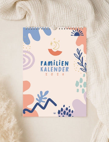 Moderner Familienkalender 2026 - Pastellbunt - Din A3 mit 5 Spalten