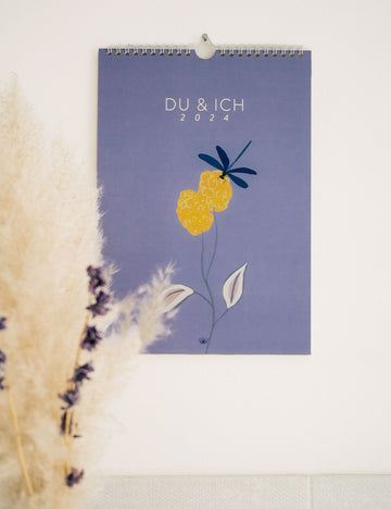 Wandkalender FLOWERS 2024 - Din A4 mit 3 Spalten