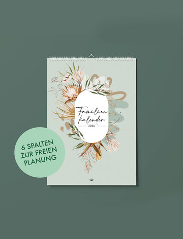 Floraler Familienkalender 2026 - Flowers - Din A3 mit 6 Spalten