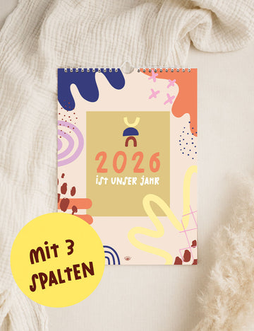Wandkalender 2026 - Pastellbunt - Din A4 mit 3 Spalten
