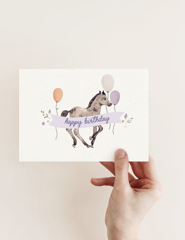 Postkarte Happy Birthday - Pferdeliebe