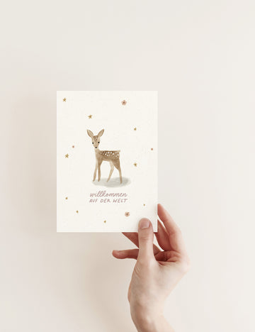 Postkarte Willkommen auf der Welt - Oh deer